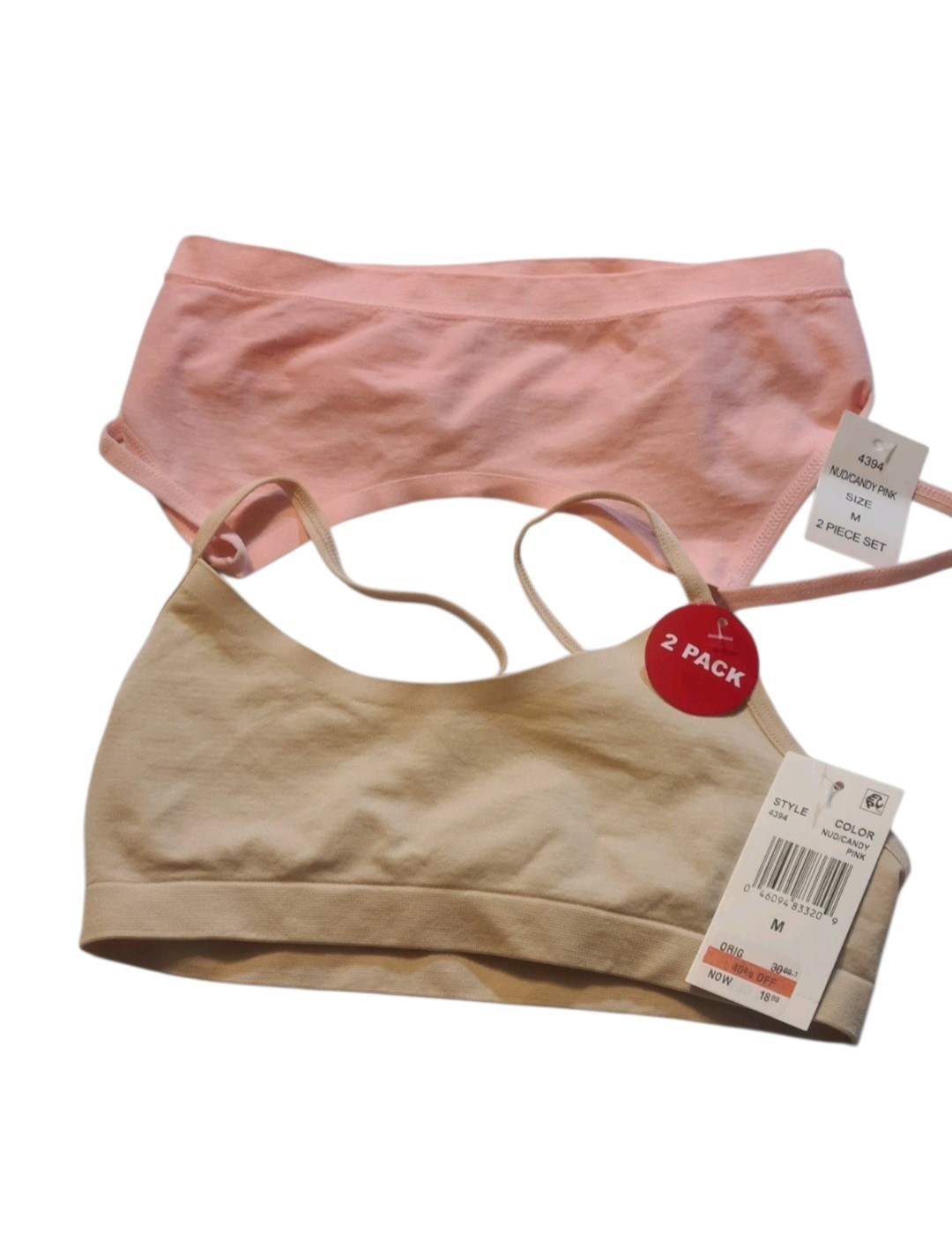 Maidenform Girls Candy Pink/Nude Bralette Bra 2 Piece Set Medium NWT