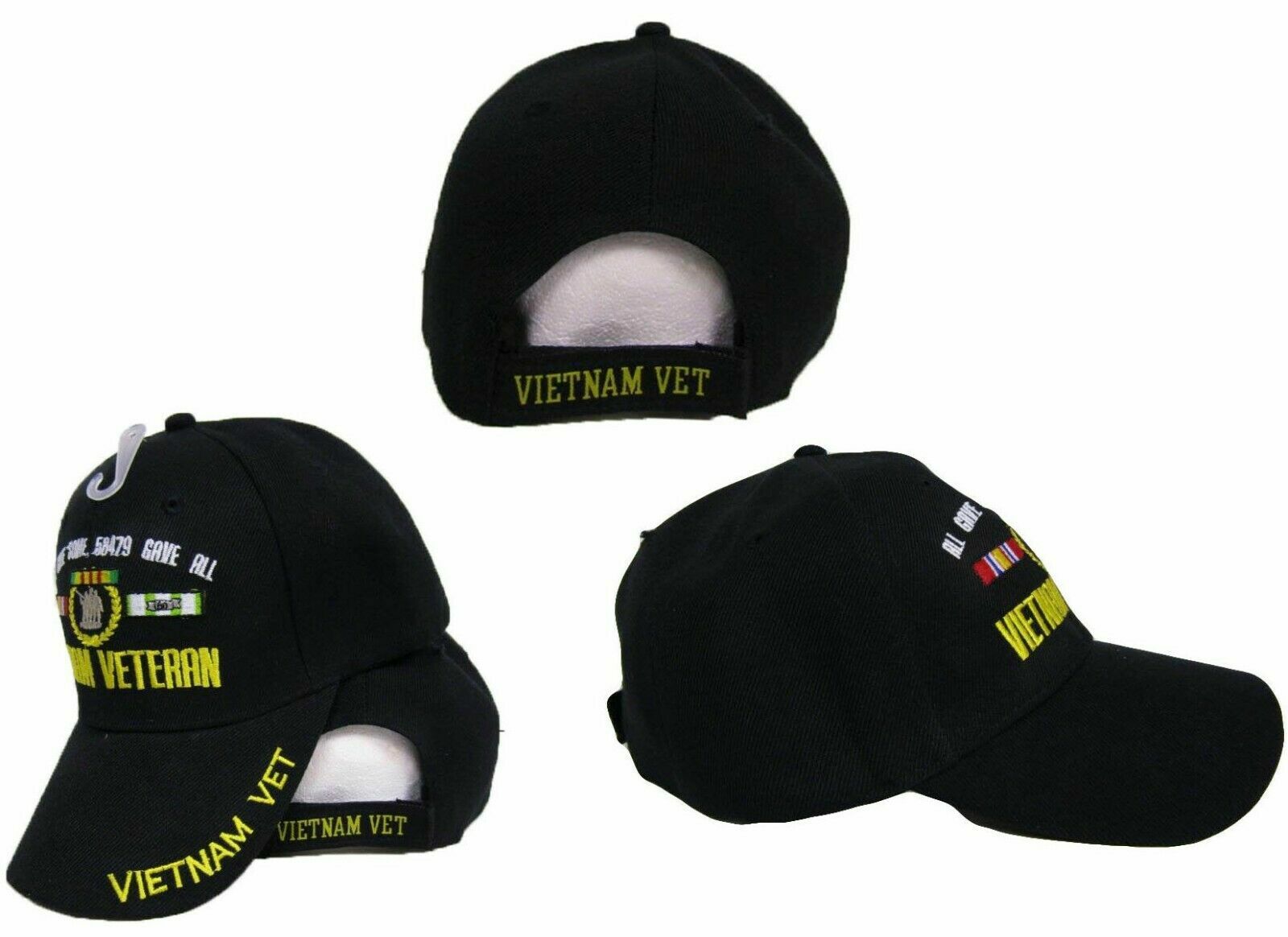 NEW! ALL GAVE SOME, 58479 GAVE ALL VIETNAM VETERAN BALL CAP HAT BLACK