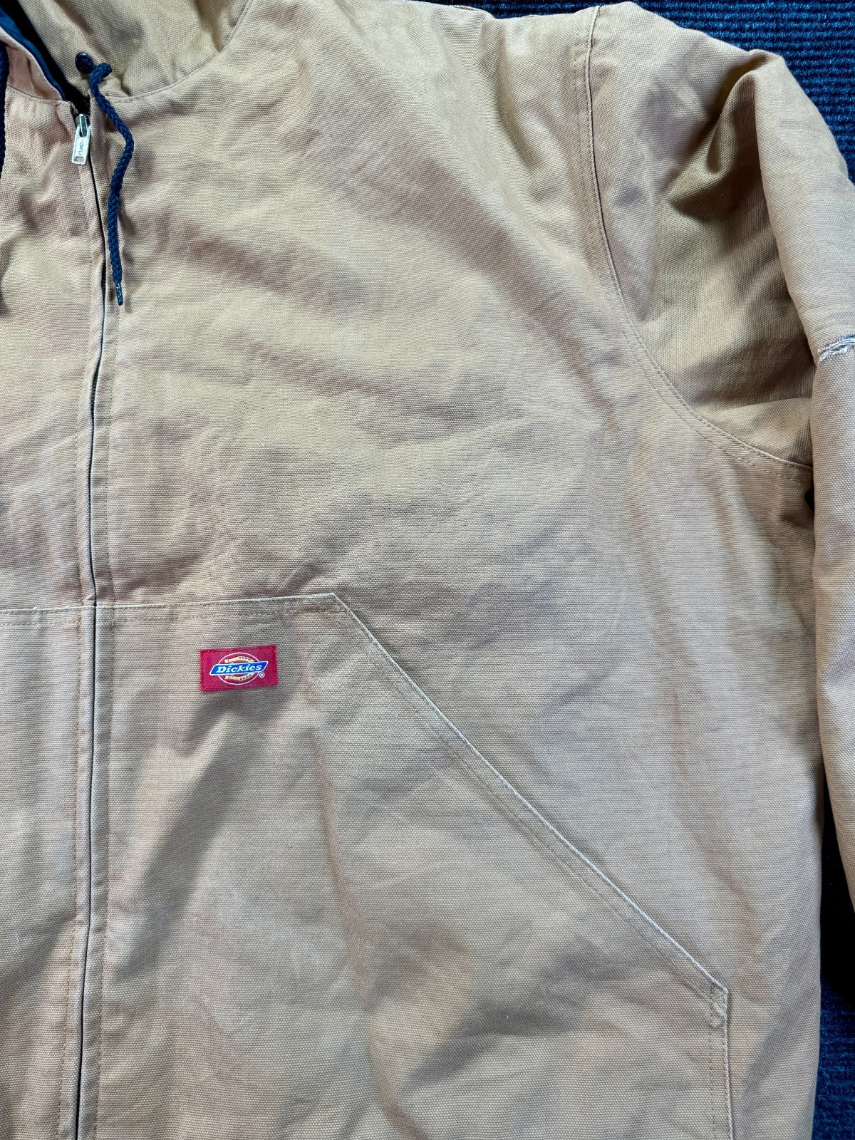 Dickies Duck Canvas Hooded Work Jacket Tan Brown Zip Up 3XL Lined