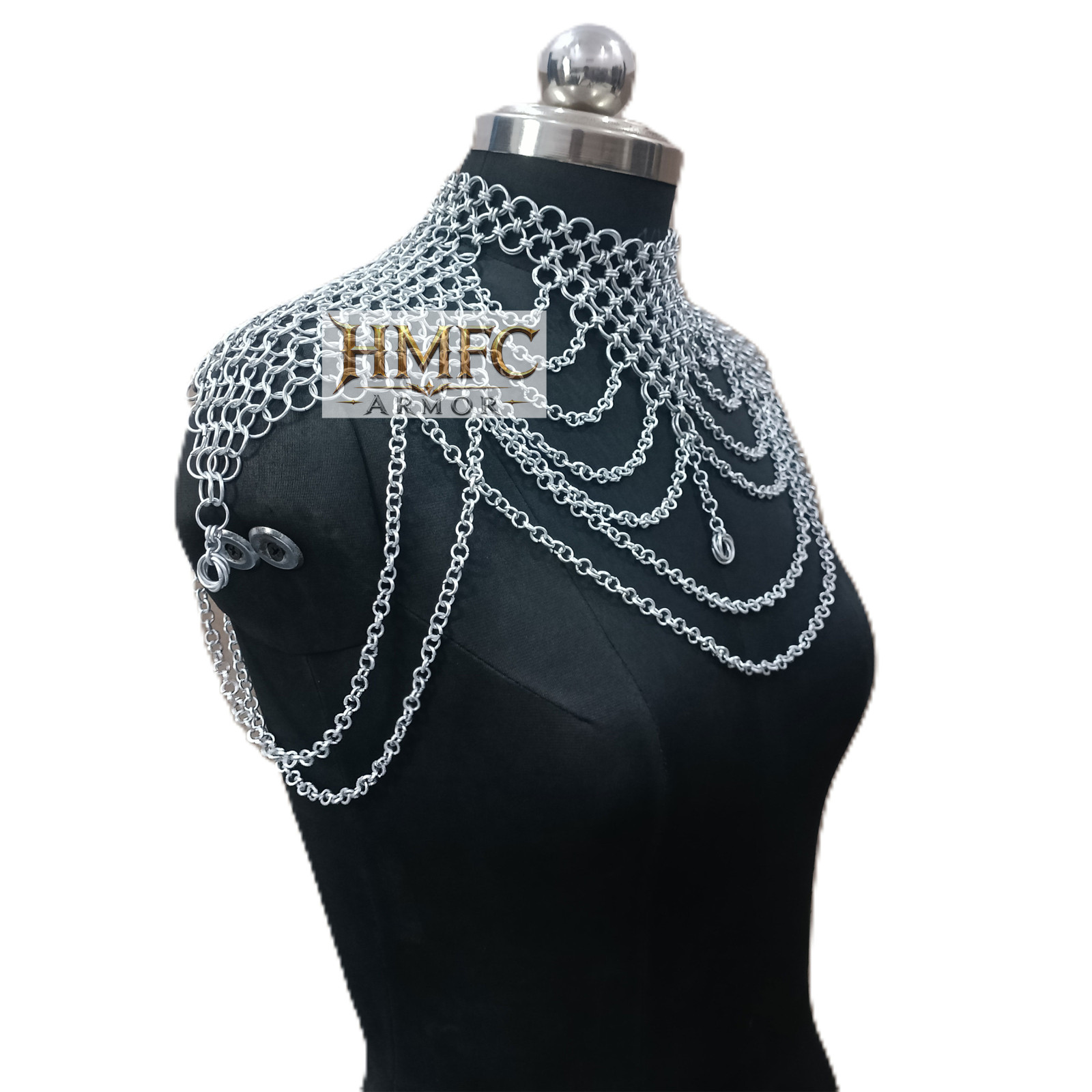 Medieval Chainmail Collar Aluminum Gothic Necklace Women Halloween LARP Costume