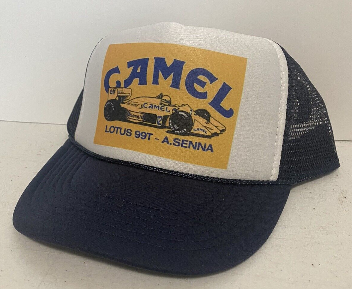 Vintage Camel Racing Hat Formula 1 Trucker Hat Lotus A. Senna snapback Navy Cap