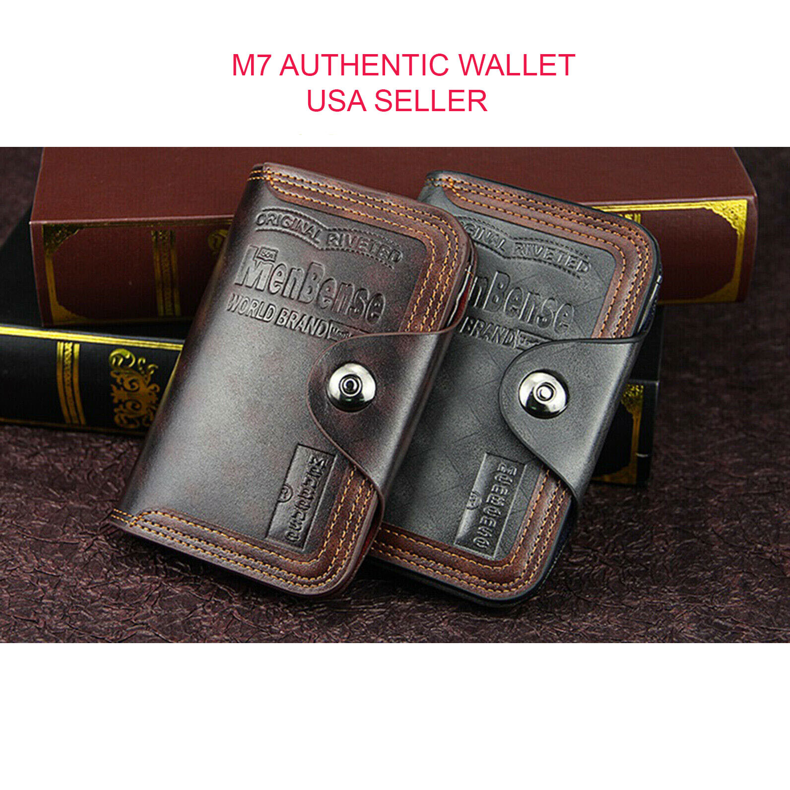 Mens Men’s S4 Retro Leather Vertical Section Credit Card Holder Wallet with Hasp