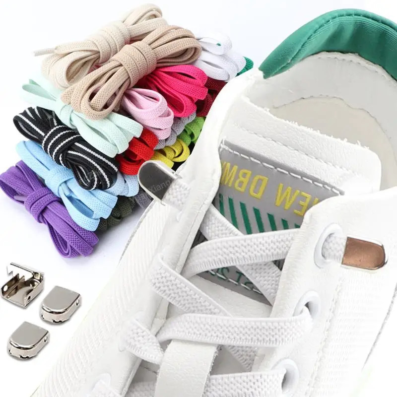 No Tie Shoe Laces Elastic Laces Sneakers Flat Shoelaces without Ties Quick Shoel