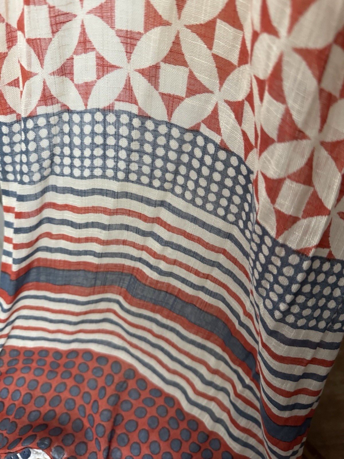 SPARTINA 449 Long Scarf (22”x75”) 100% Viscose Beige Orange Blue Trimmed NWT