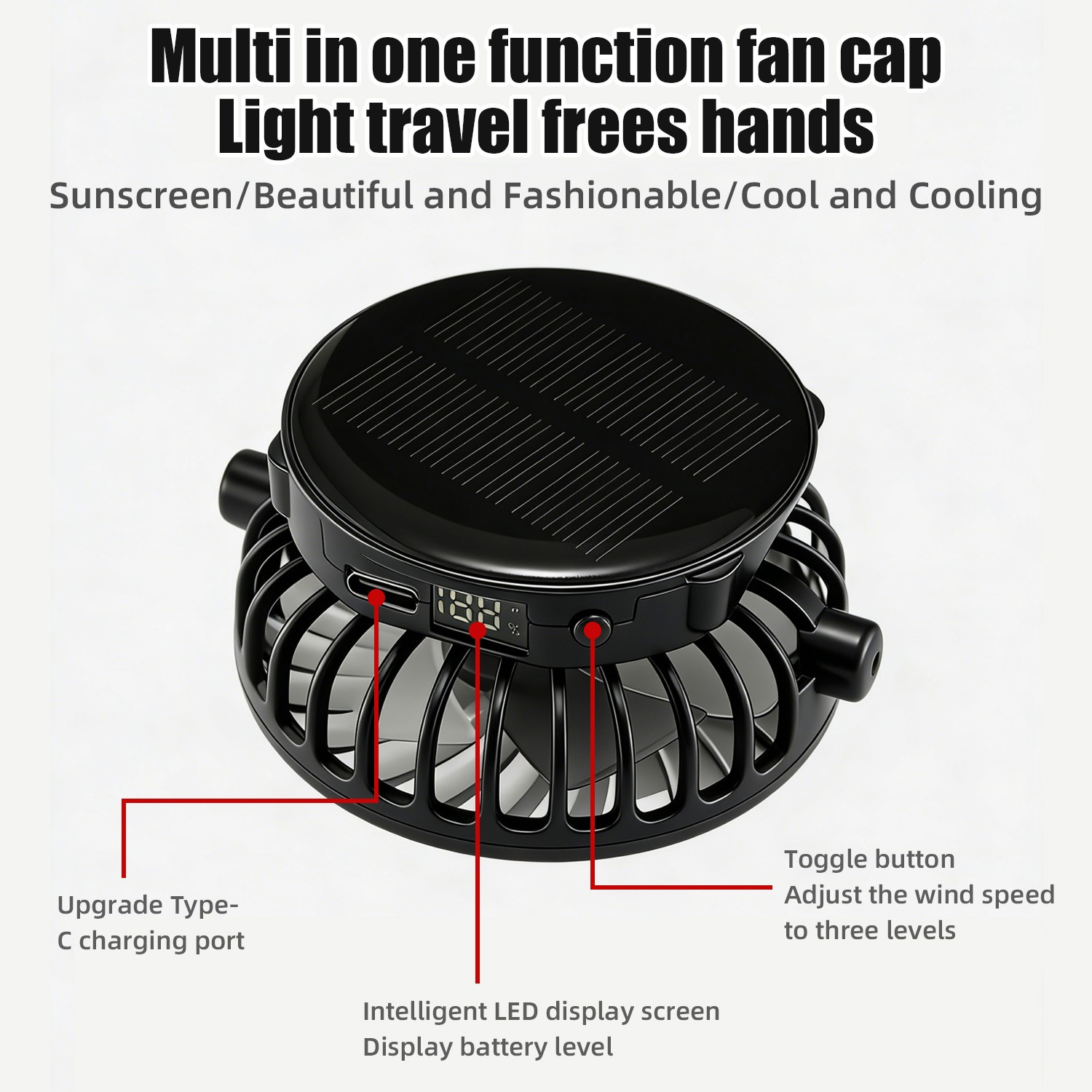 Solar & USB Powered Fan Baseball Hat – 3-Speed Cooling Cap For Outdoor Sports US