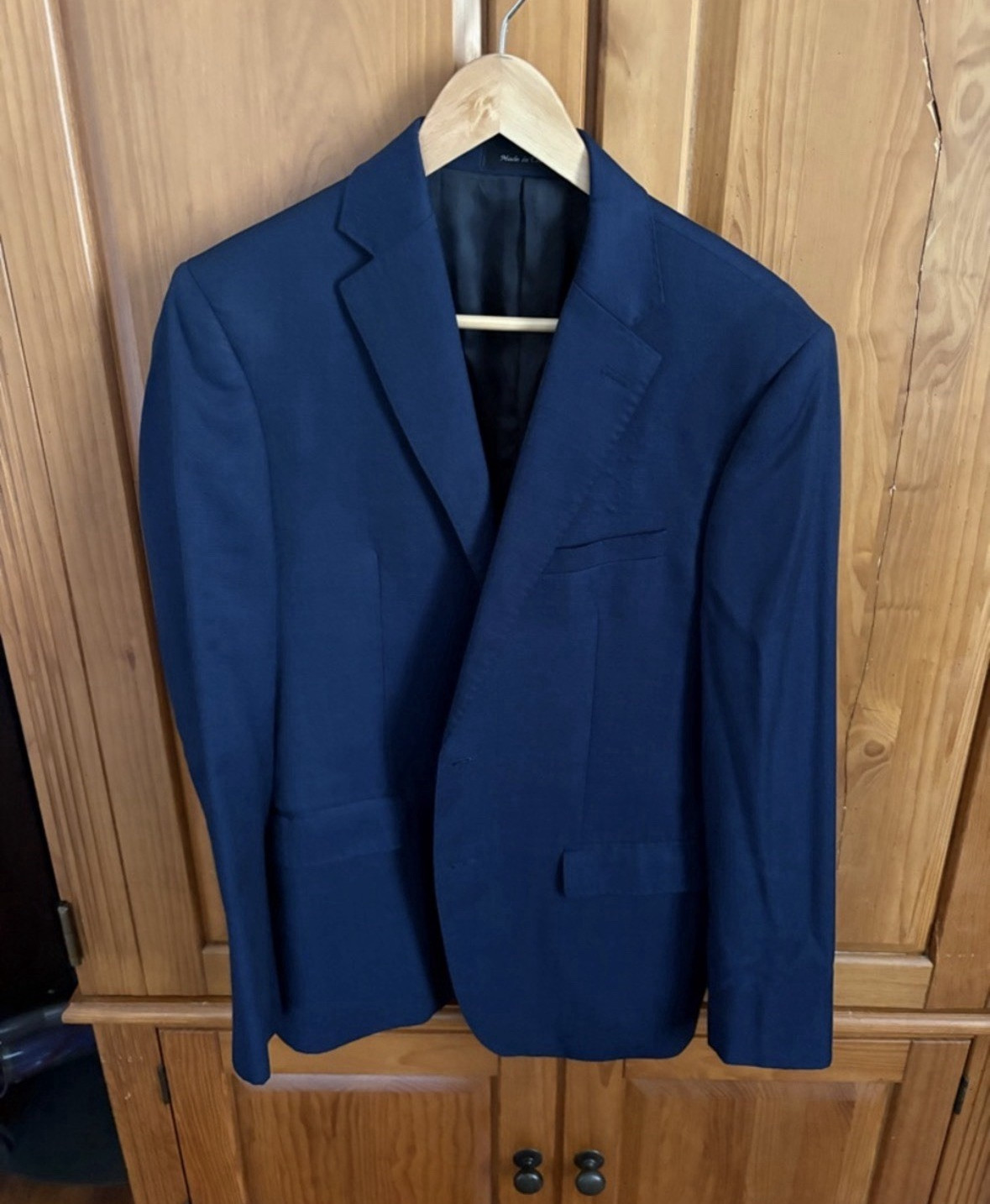 Calvin Klein Men’s Blue 2-Piece Wool Stretch Slim Fit Suit 40S Flat Front