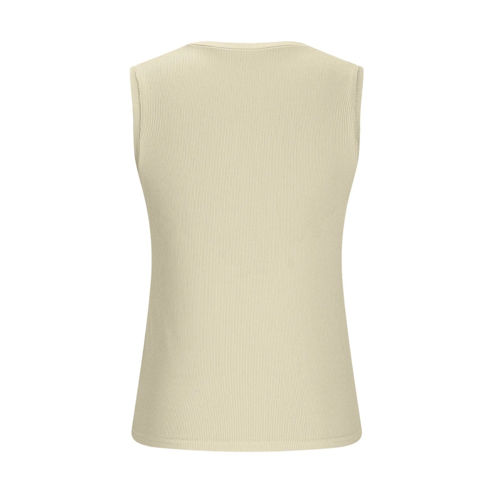Women Tank Top Summer Round Neck Wide Straps Fitted Ribbed Knit Basic Cami Top