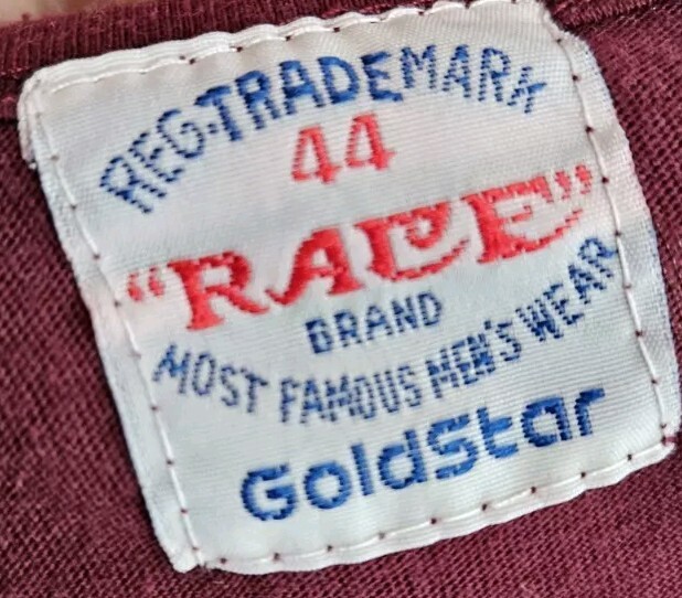 Race Brand By Goldstar Men’s Shirt 44 Red Cotton Henley 1960s Sanforized