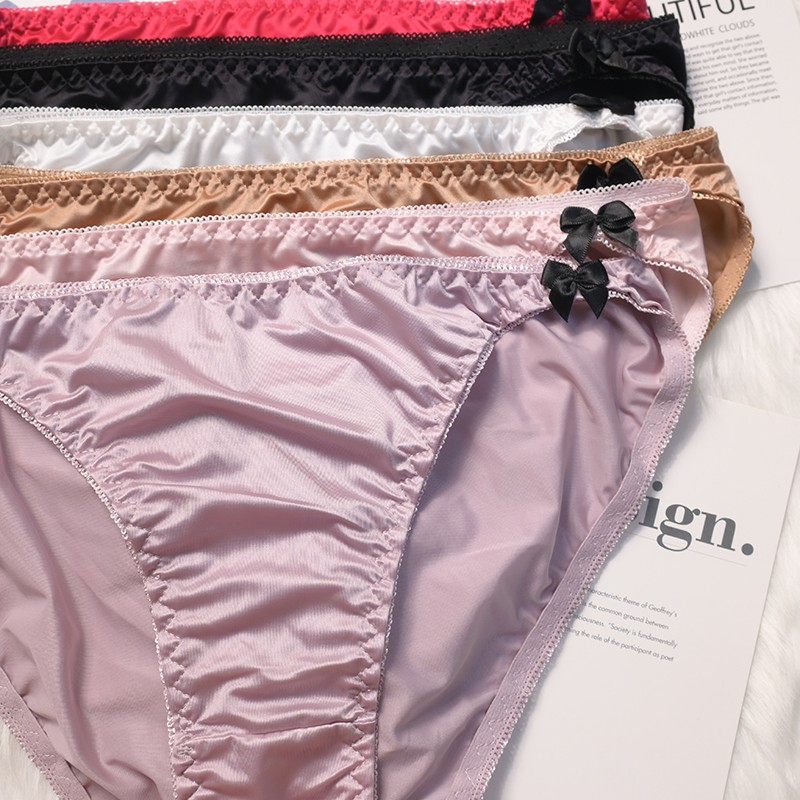 6PCS/LOT Ladies Womens Sexy Panties Satin Underwear Brief French Lingerie Bikini