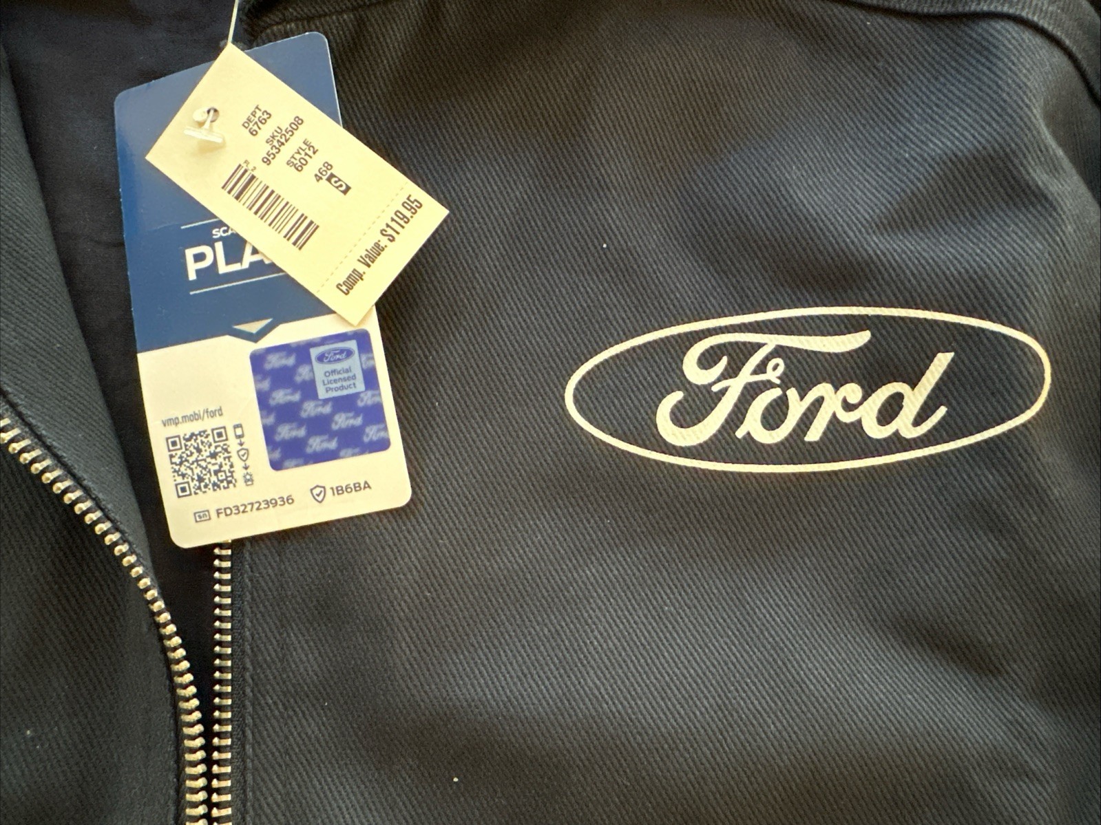 Ford Est 1903 Mechanic Jacket Mens Small Navy Workwear Graphic Shop Coat