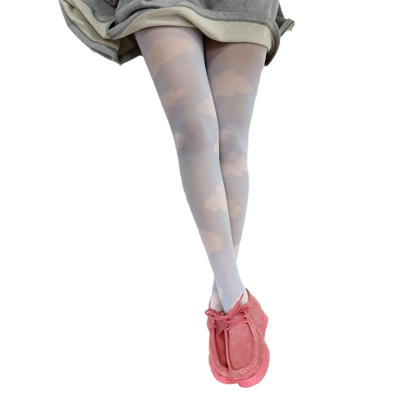 Women Patterned Pantyhose Y2k Aesthetic Tie Dye Sheer Tights Funky Print Hollow