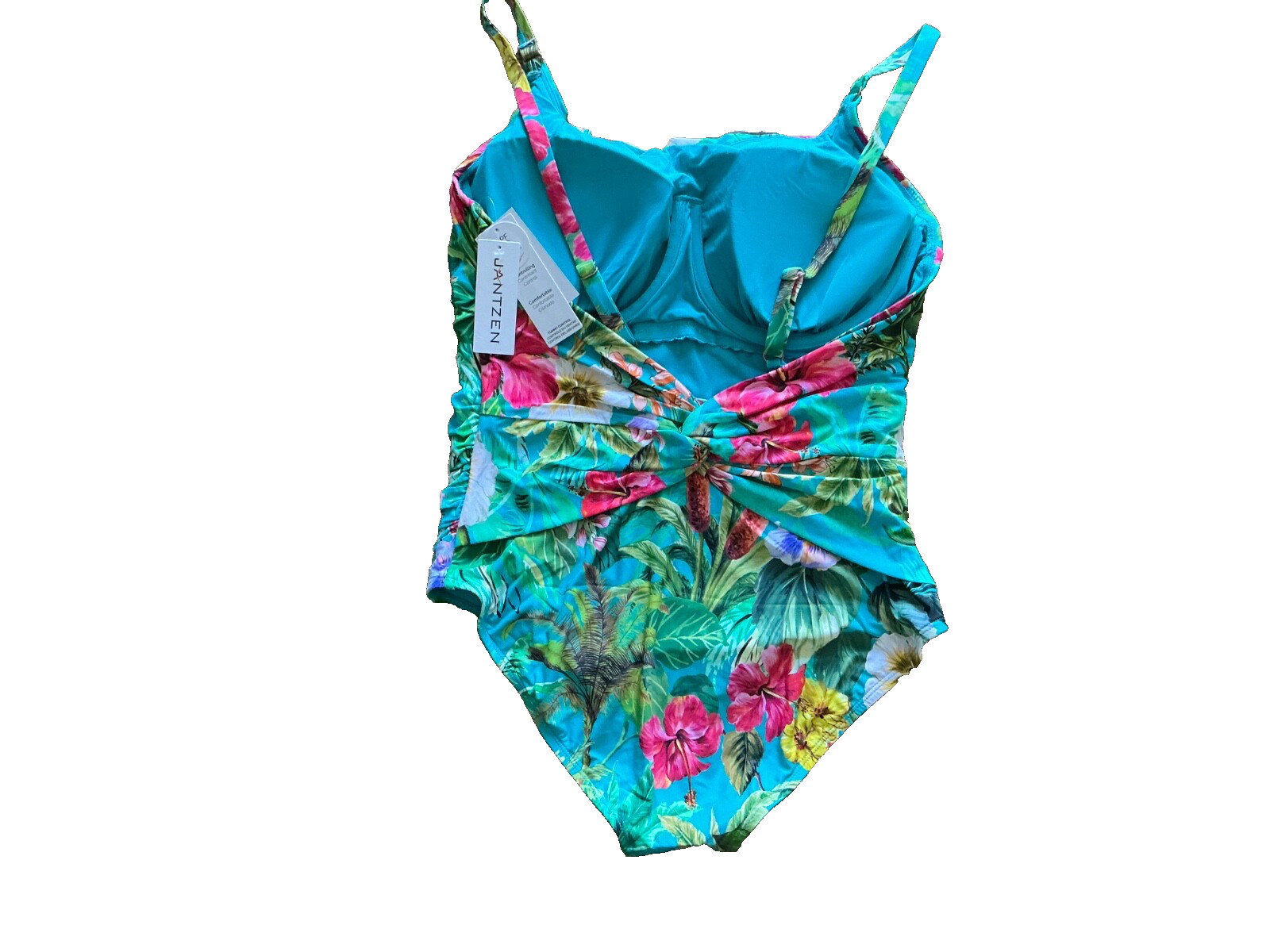 JANTZEN 1 PC Tropical MIO Tummy Control SWIMSUIT Bathing Suit Womens Size 16 NEW