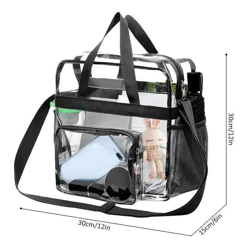 1PC Clear Tote Bag Stadium Approved Heavy Duty Sports Shoulder Bag Work School