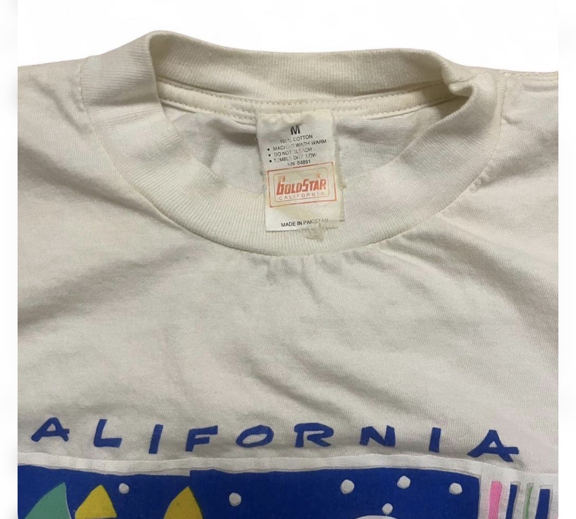 GoldStar California Men’s Medium Retro California Graphic Cotton T-Shirt White