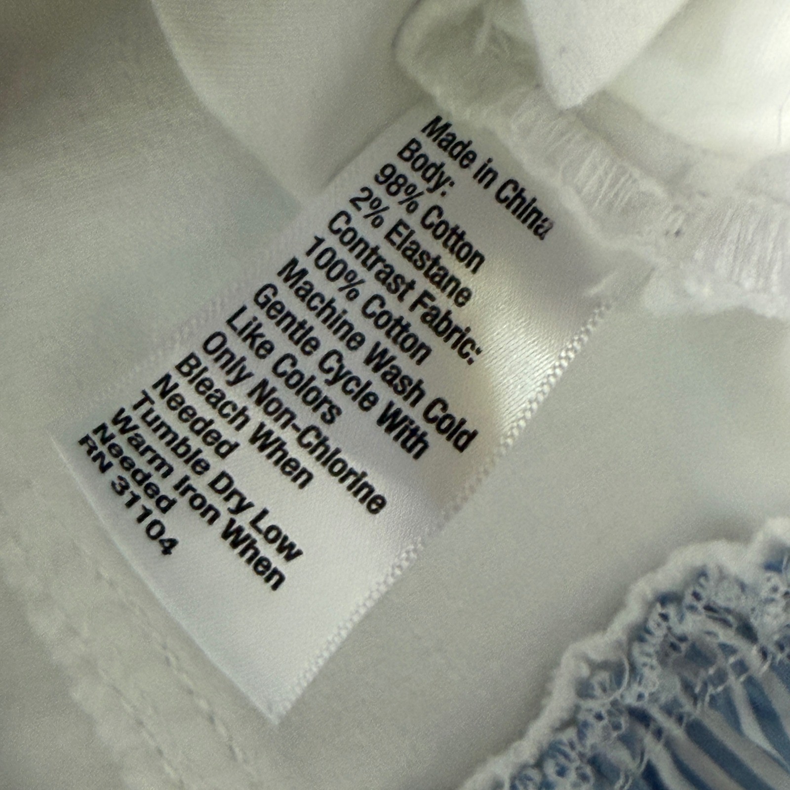 CROWN & IVY White Denim Jacket Blue Pinstripe Bell Sleeves and Hem, XLP
