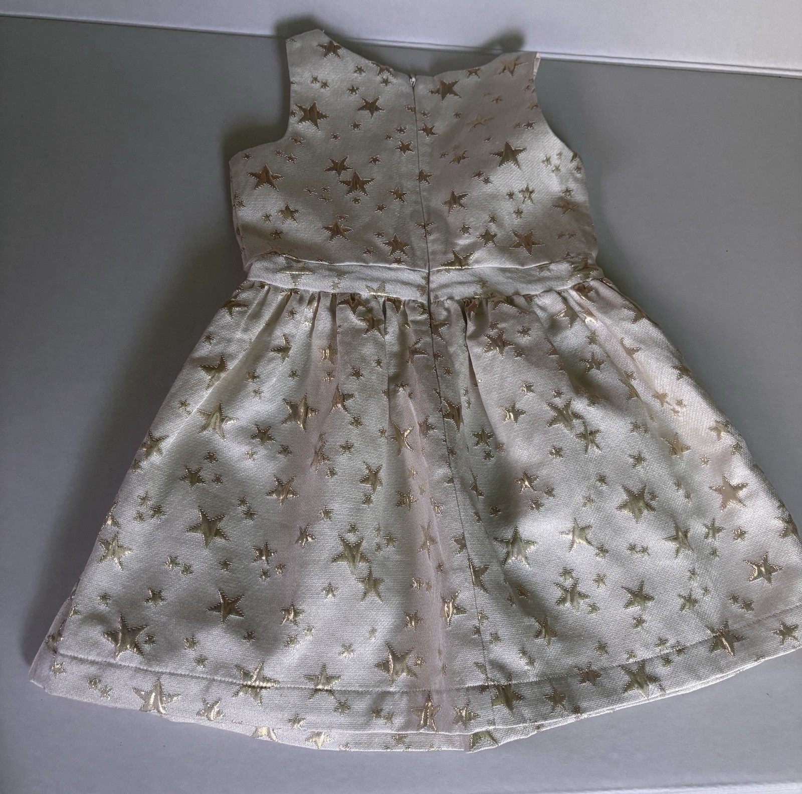 GapKids Fit & Flare Ivory Gold Star Party Dress XS 110 Sleeveless Holiday