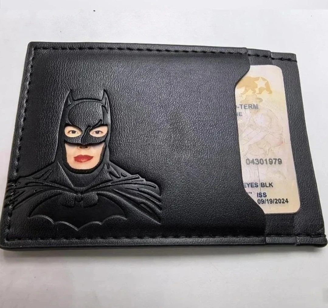Batman Style PU Leather Wallet with ID Window Card Holder Superhero Mask Design