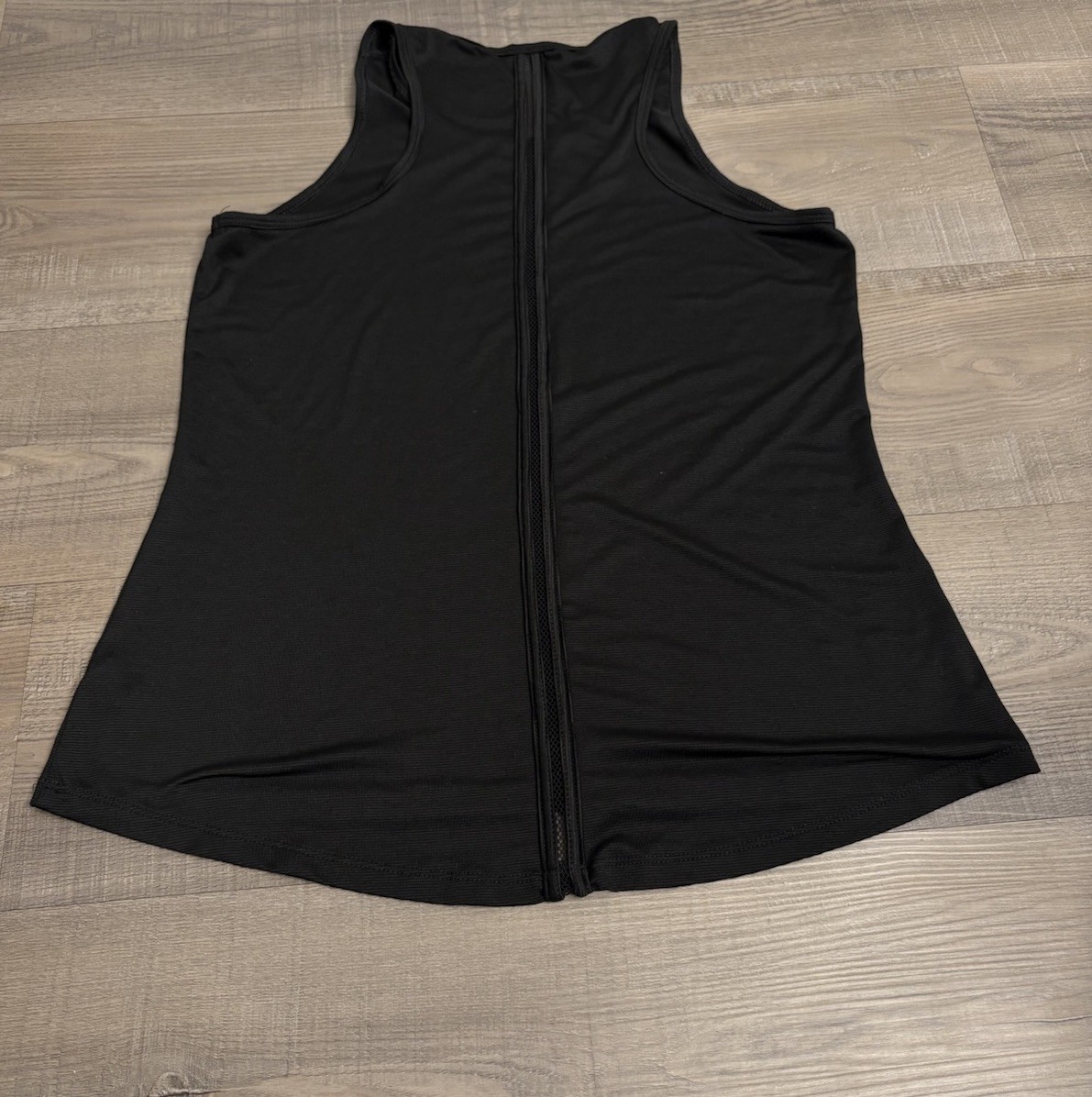 Avia Women’s Black Racerback Full Zip Ribbed Activewear Tank Top Size S