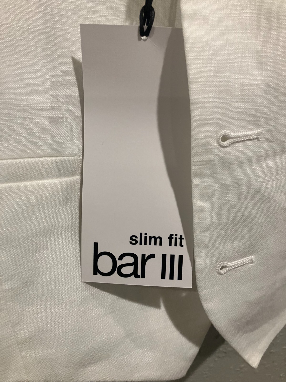 $115 Bar III Men’s Medium Slim Fit Linen White Suit Vest Brand New With Tags