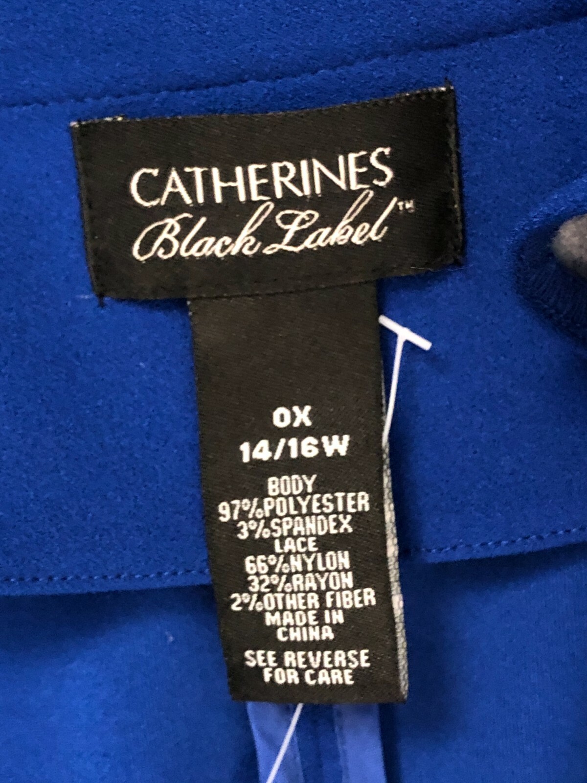 Catherines Womens Open Top Royal Blue Black Lace Polyester Spandex 0X 14 16W
