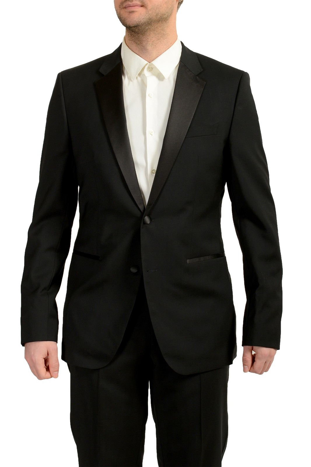 Hugo Boss Men’s “The Stars75/Glamour3” Black Tuxedo 100% Wool Suit US 40L IT 50L