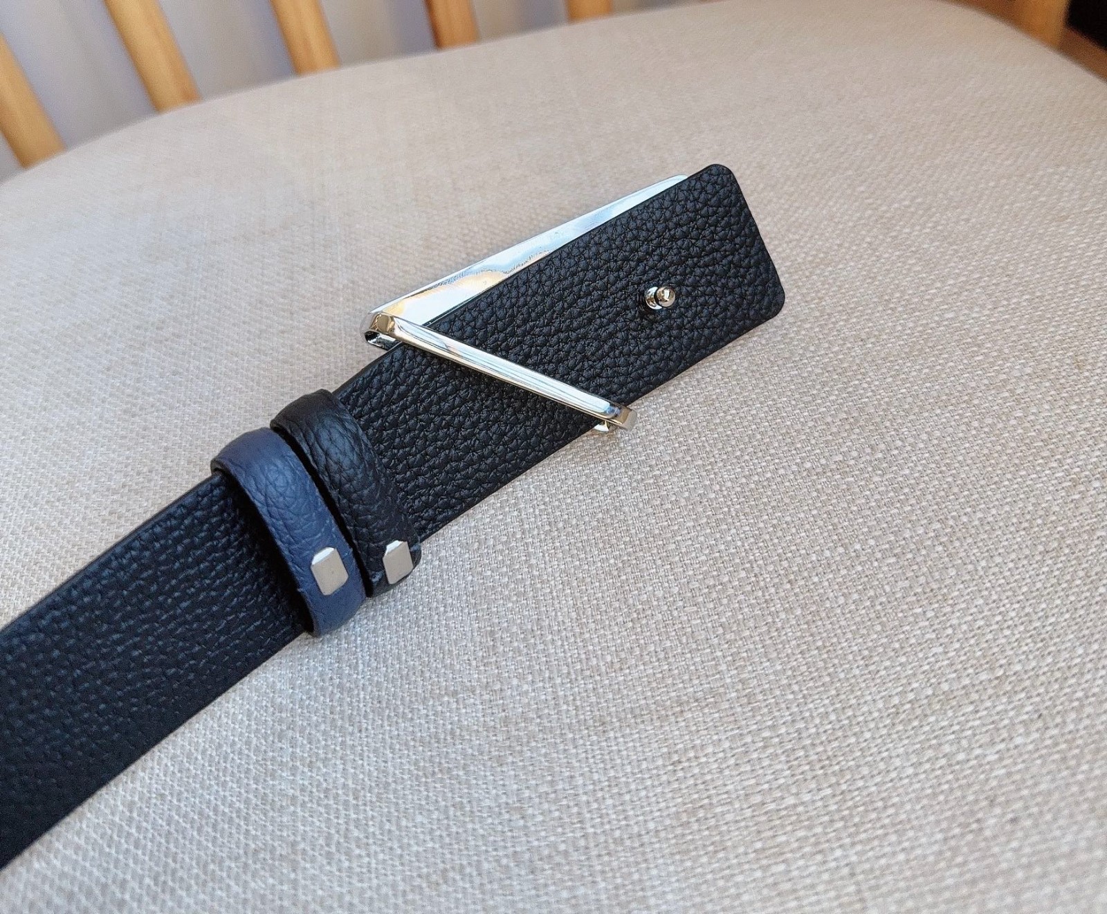Prada men’s blue/black leather belt