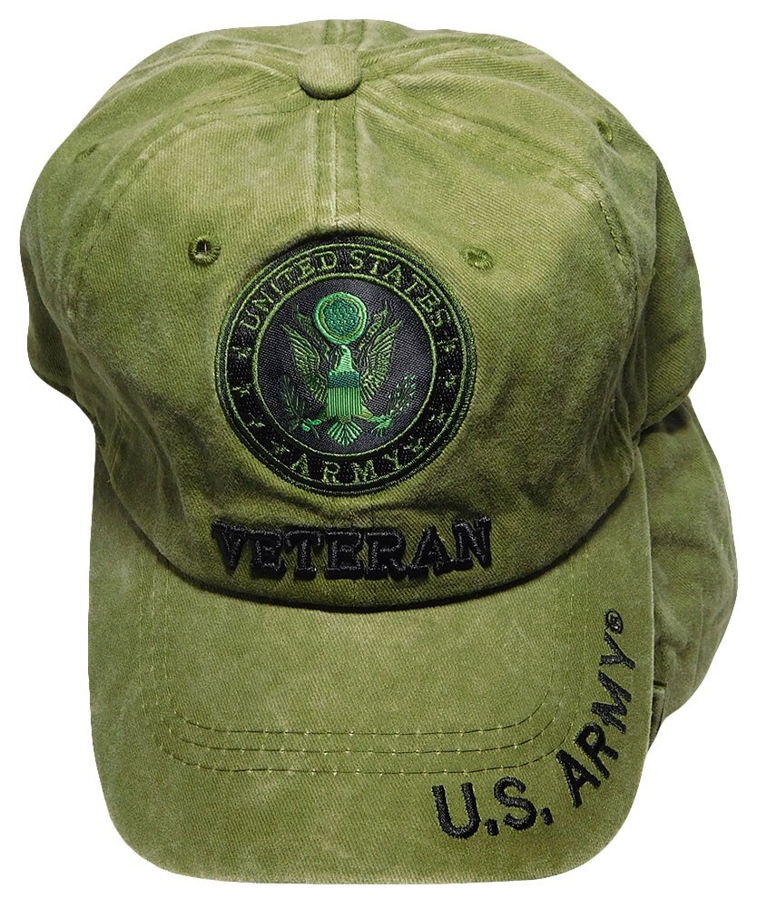 United States US Army Veteran Olive Green Cotton Embroidered Cap Hat – Licensed