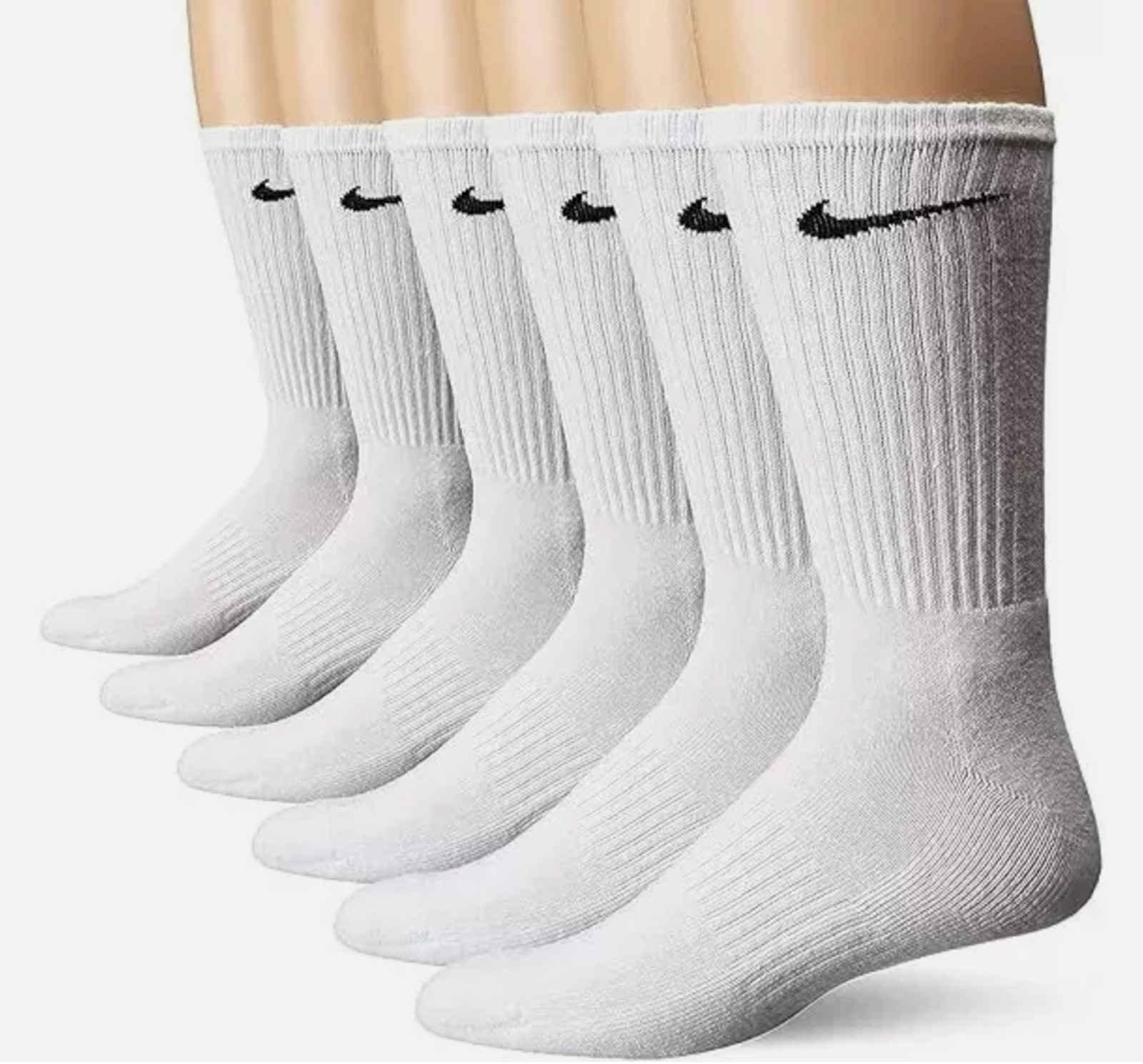 AUTHENTIC Nike Women’s Everyday Training Crew Socks 6-PAIRS WHITE MEDIUM 6-10