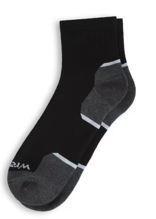 Wrangler Five Star Mens Quarter Socks 12 Pack Black Grey Cushion Size 6-12 NWT