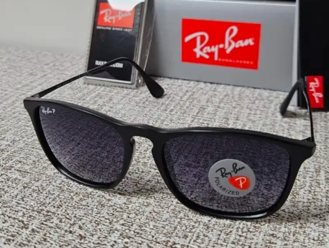 New Ray-Ban Chris RB4187 Polarized 54-18 Sunglasses Matte Black Gradient Grey
