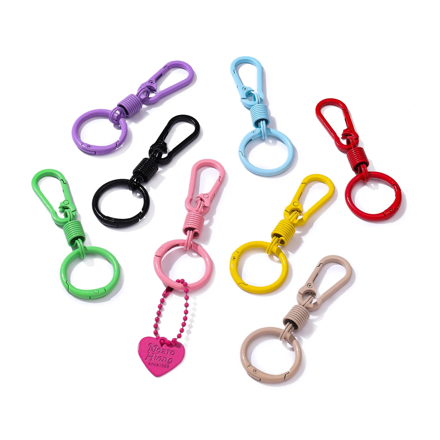 1Pc Colorful Spring Keychain Cute Key Ring Holder Carabiner Buckle for DIY Jewel