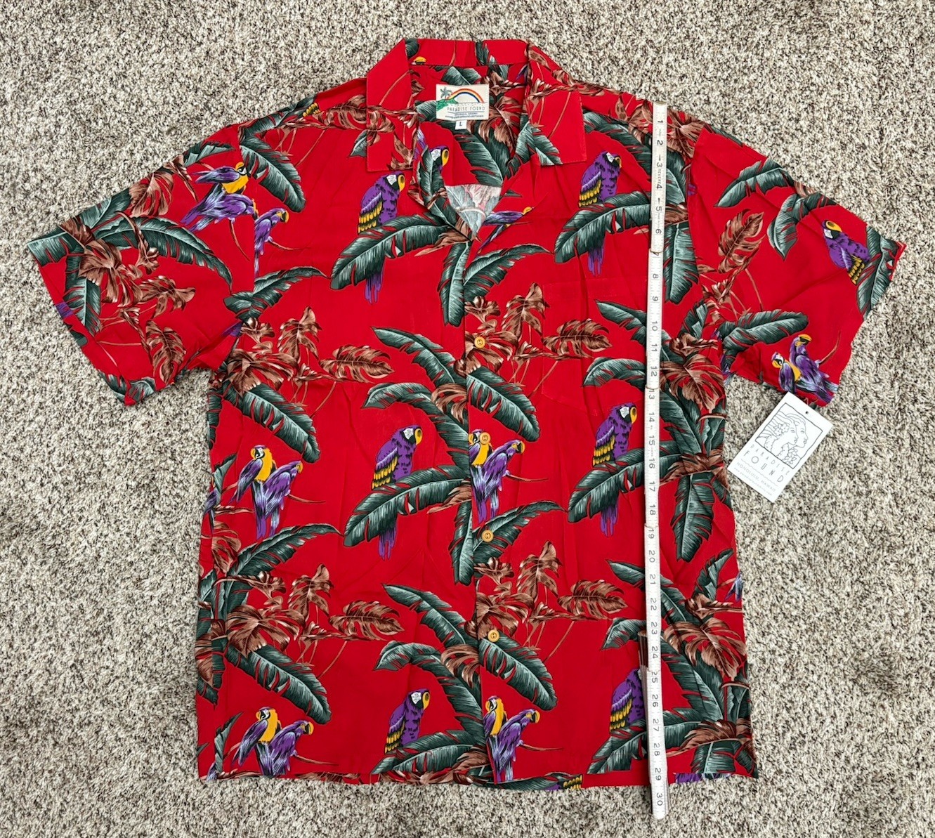 New Paradise Found Parrots Print Hawaiian Shirt Size LARGE