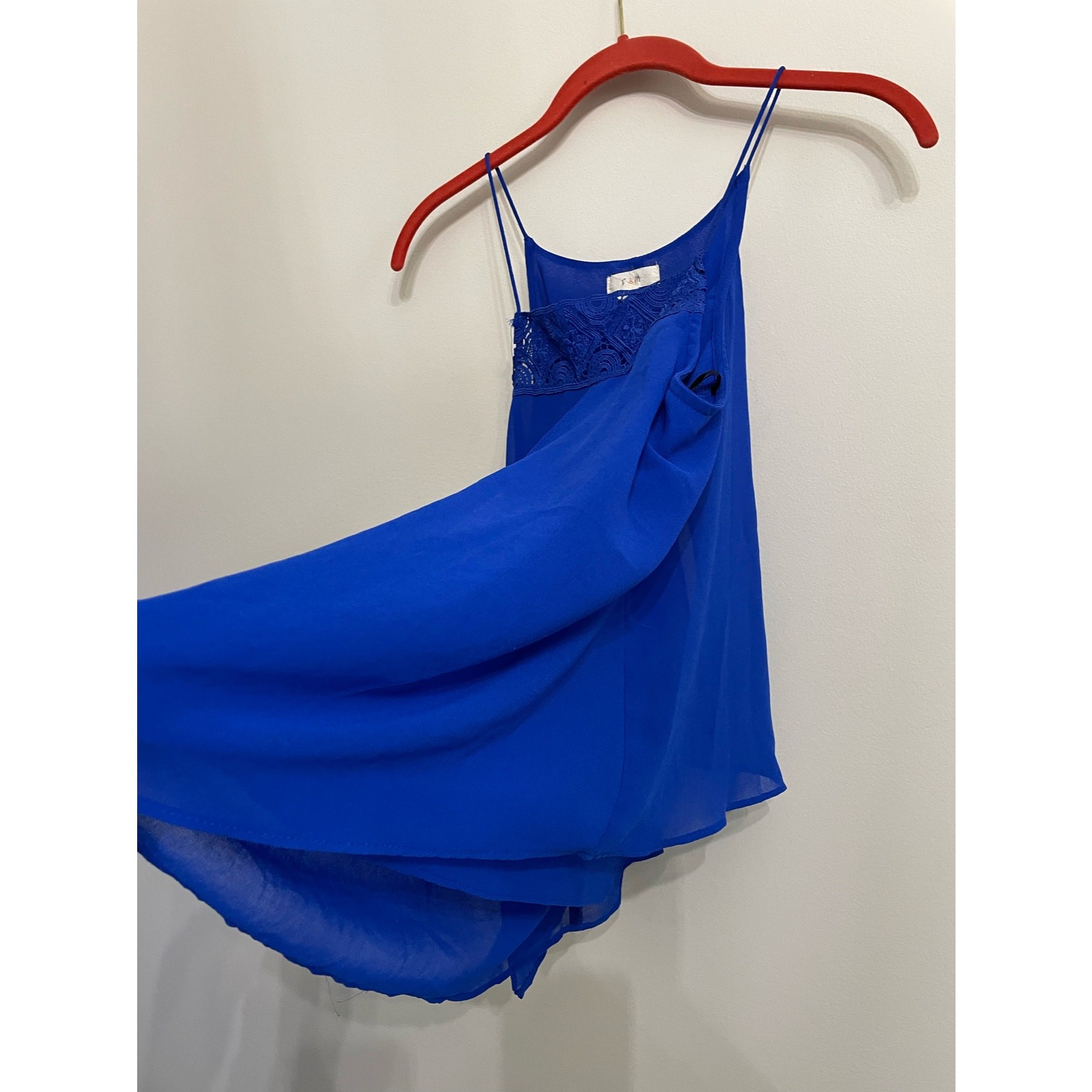 Blue Flowy Tank Chiffon Layers SZ M Womens E Hanger M Bright Royal