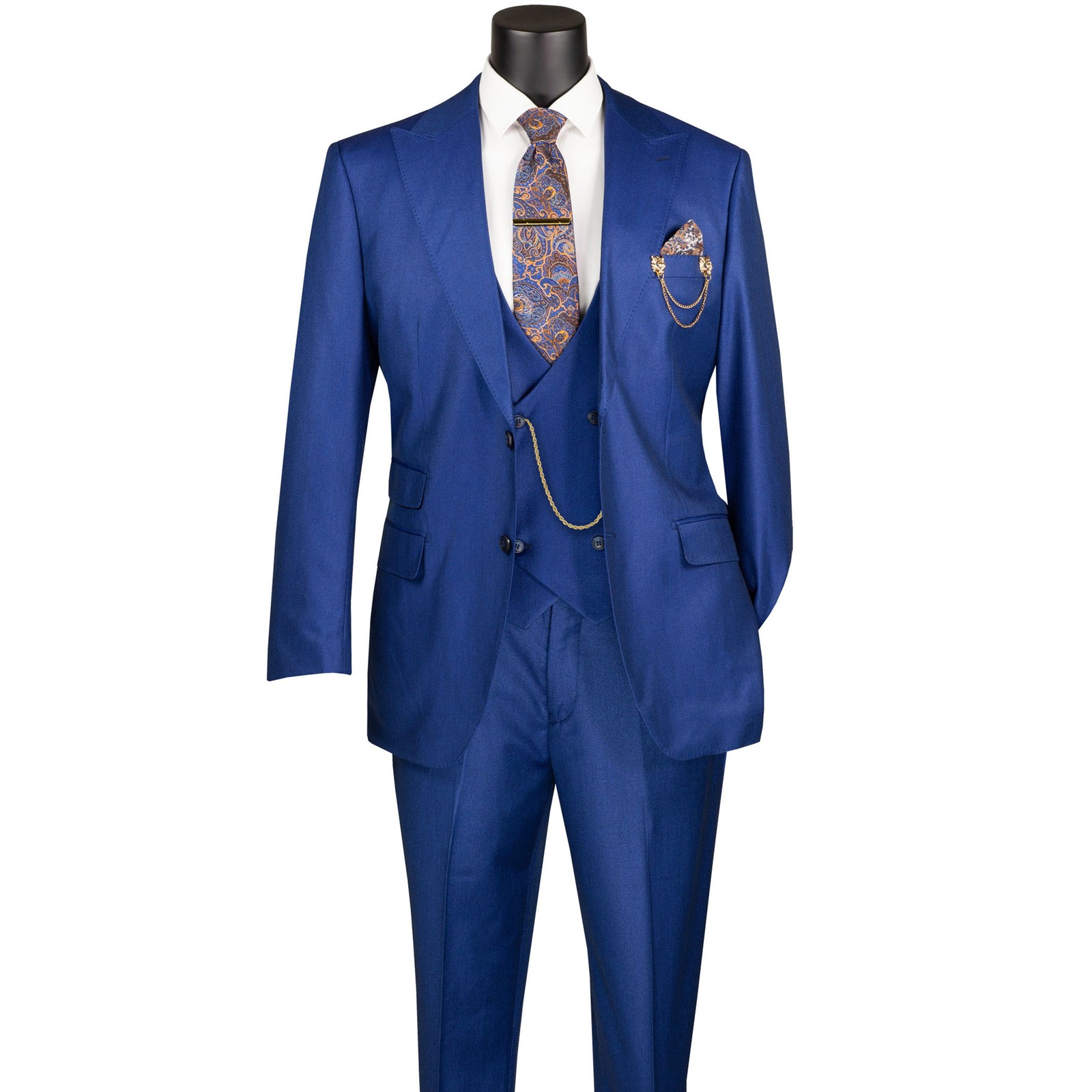 BIG & TALL Men’s Estate Blue Sharkskin 3pc Classic Fit Suit w/ Adj Waist NWT
