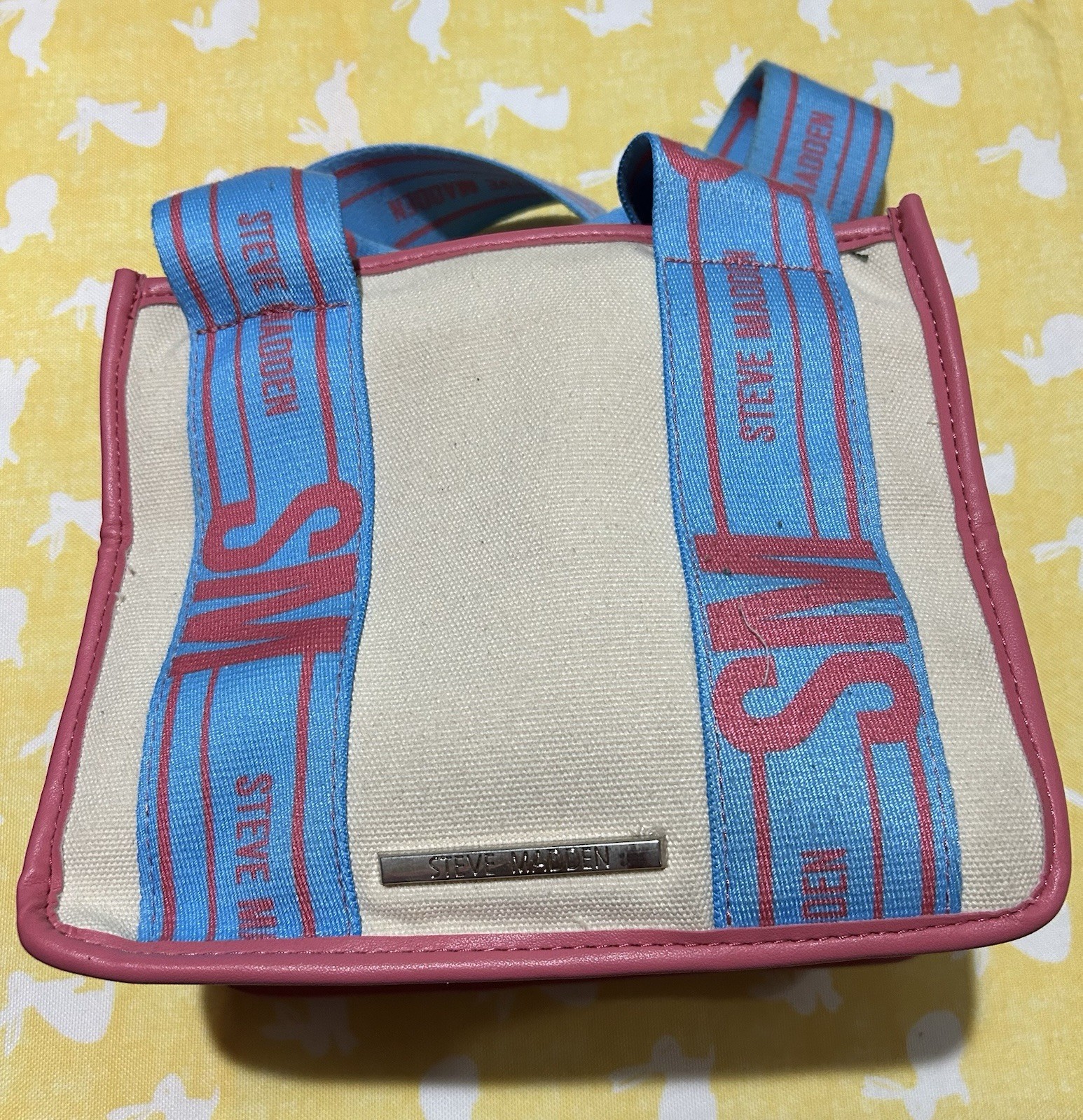 Steve Madden Bwebber Crossbody Tote Bag Blue Pink TikTok Awesome Condition ￼￼