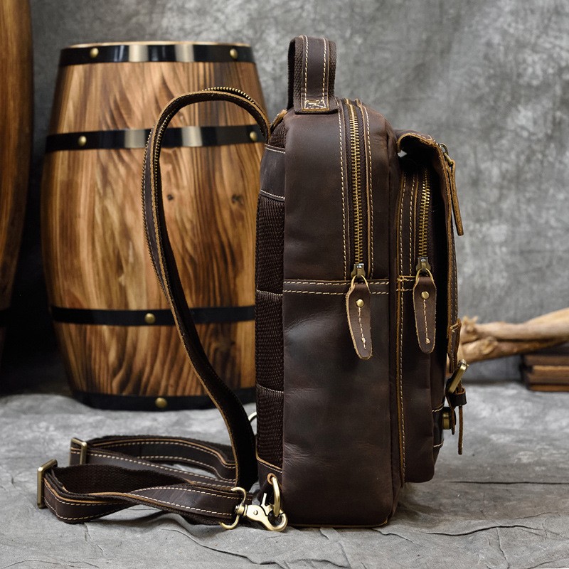 Retro Crazy Horse Leather Multifunctional Leather Backpack For Men And Students