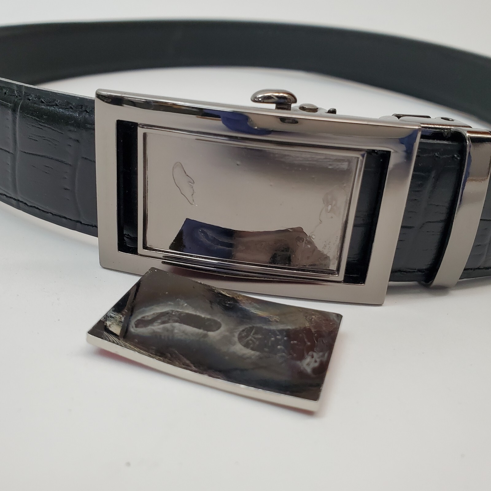 Republic of Korea Marine Corps Belt Faux Alligator Belt Black Genuine Leather