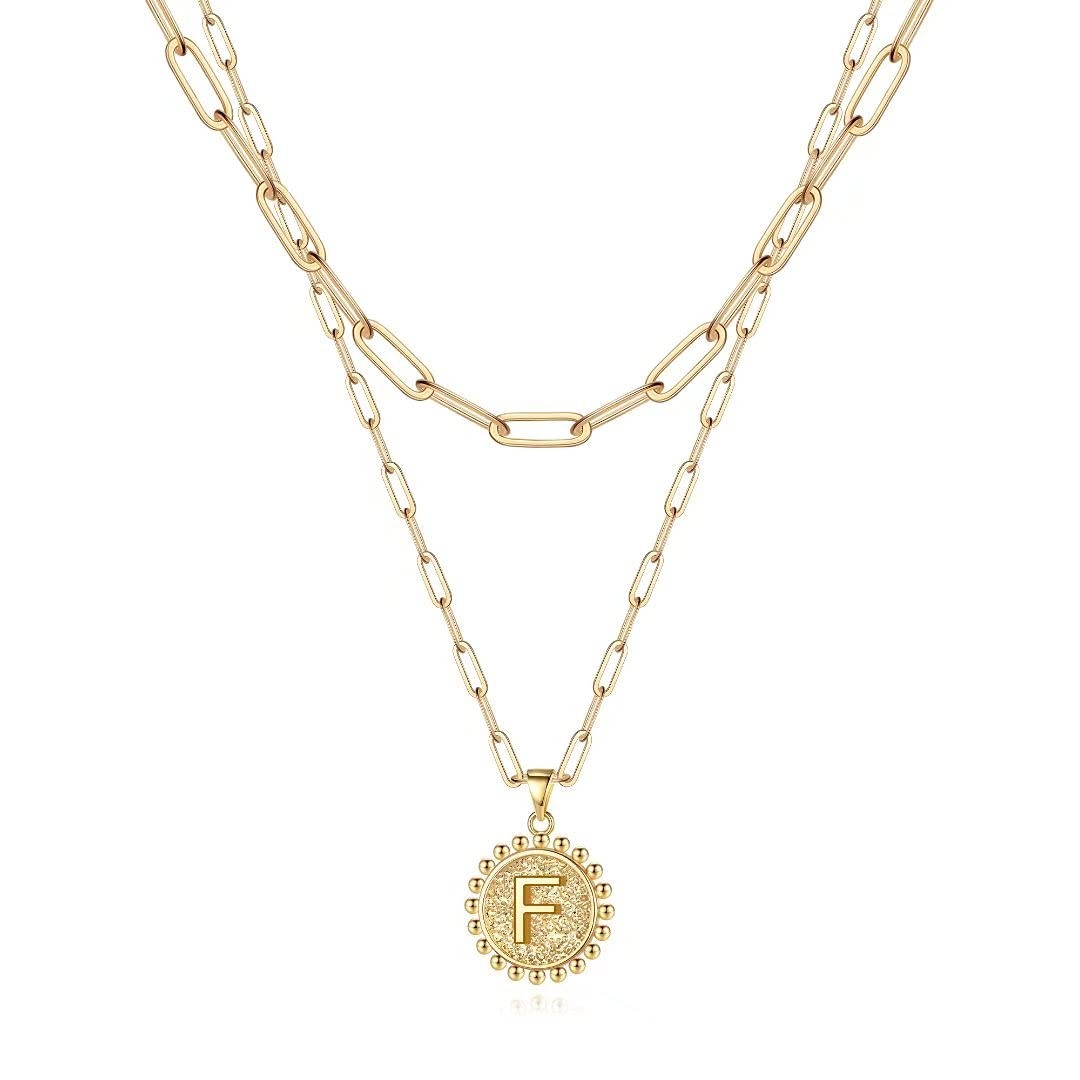 Ursteel Initial Necklace for Women – 14K Gold 14″ + 2″/ 18″ + 2, Gold-plated