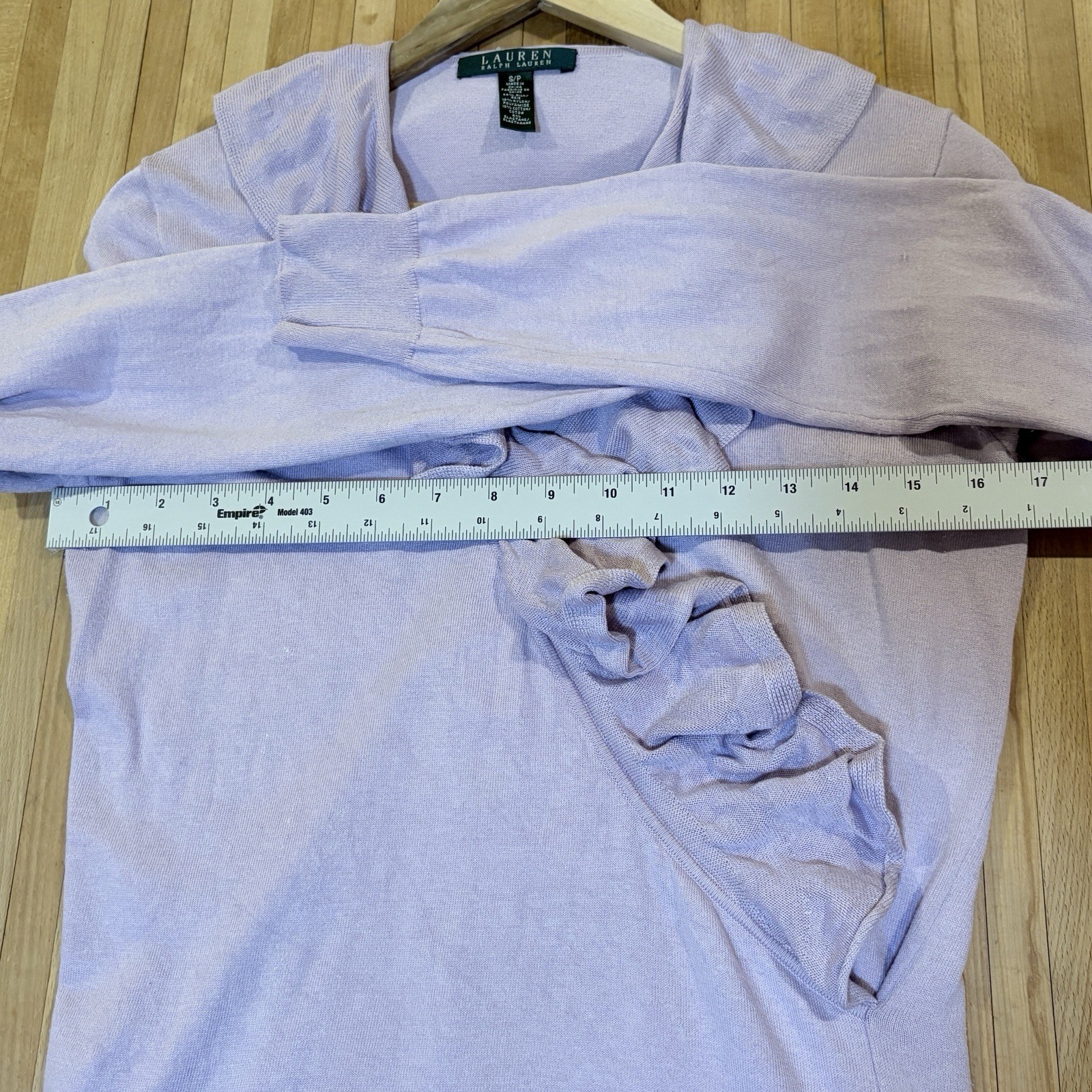 Lauren Ralph Lauren Light Purple Ruffle Wrap Sweater Silk Blend Women’s Small