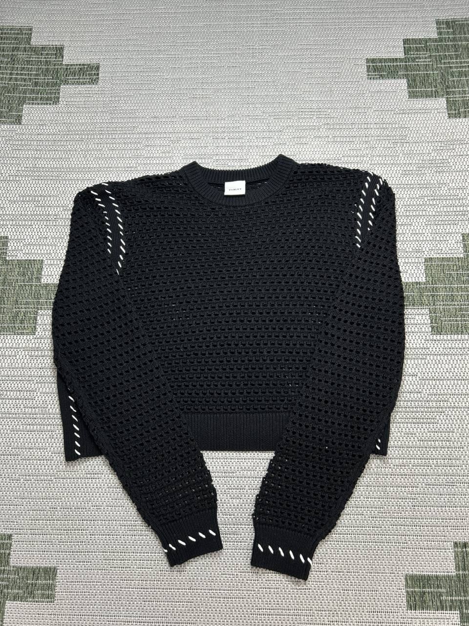 Varley Sweater Womens Large Black Cotton Knit Pullover