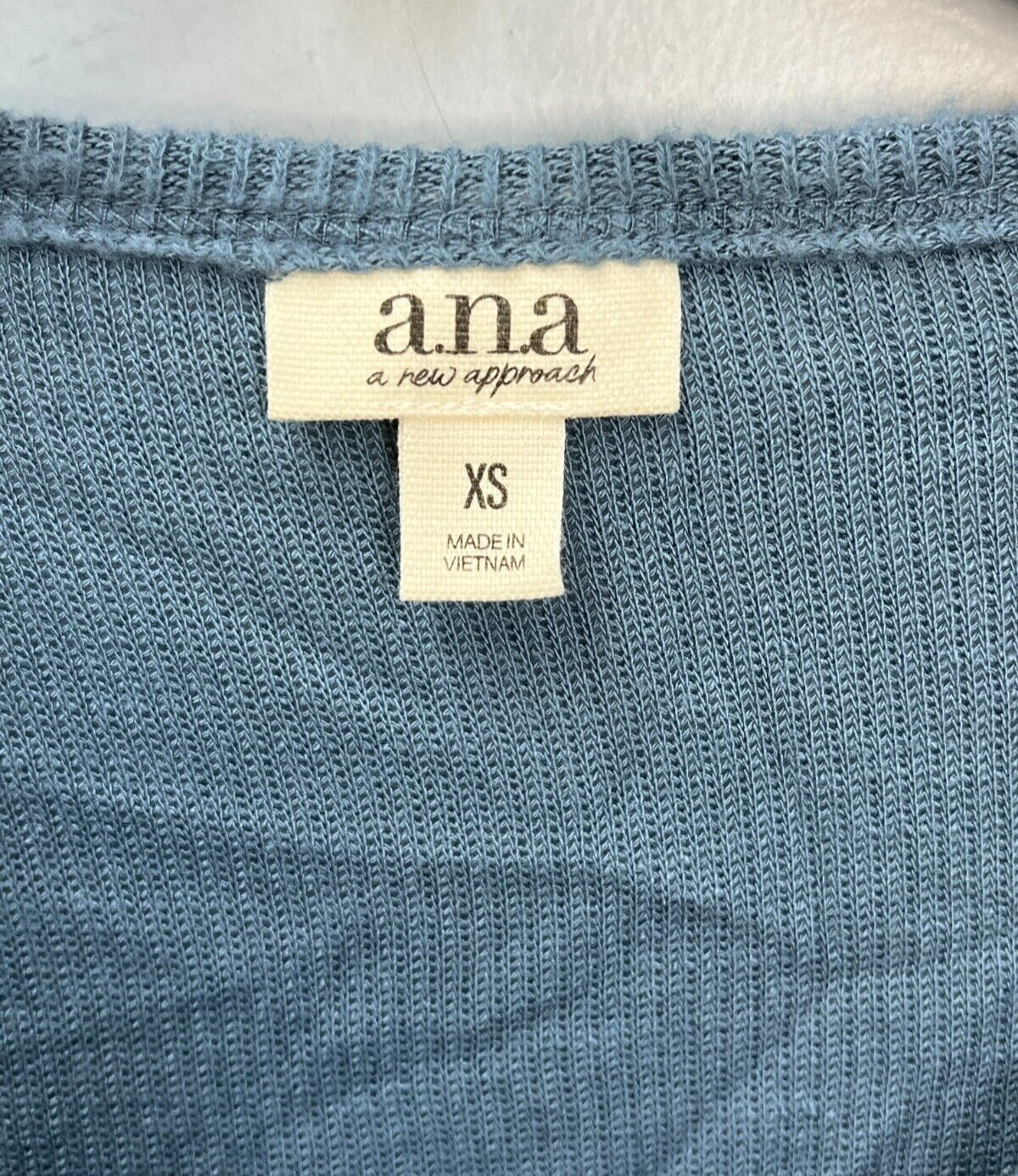 A.N.A Blue V-Neck Long Sleeve Shirt Women’s Size XS Ribbed