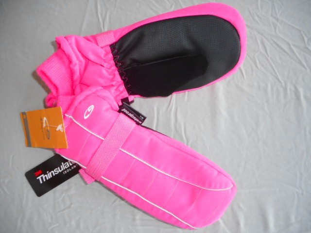 Girls Pink Snow Mittens Champion Ski Gloves Water Proof Warm Fits Age 8-16