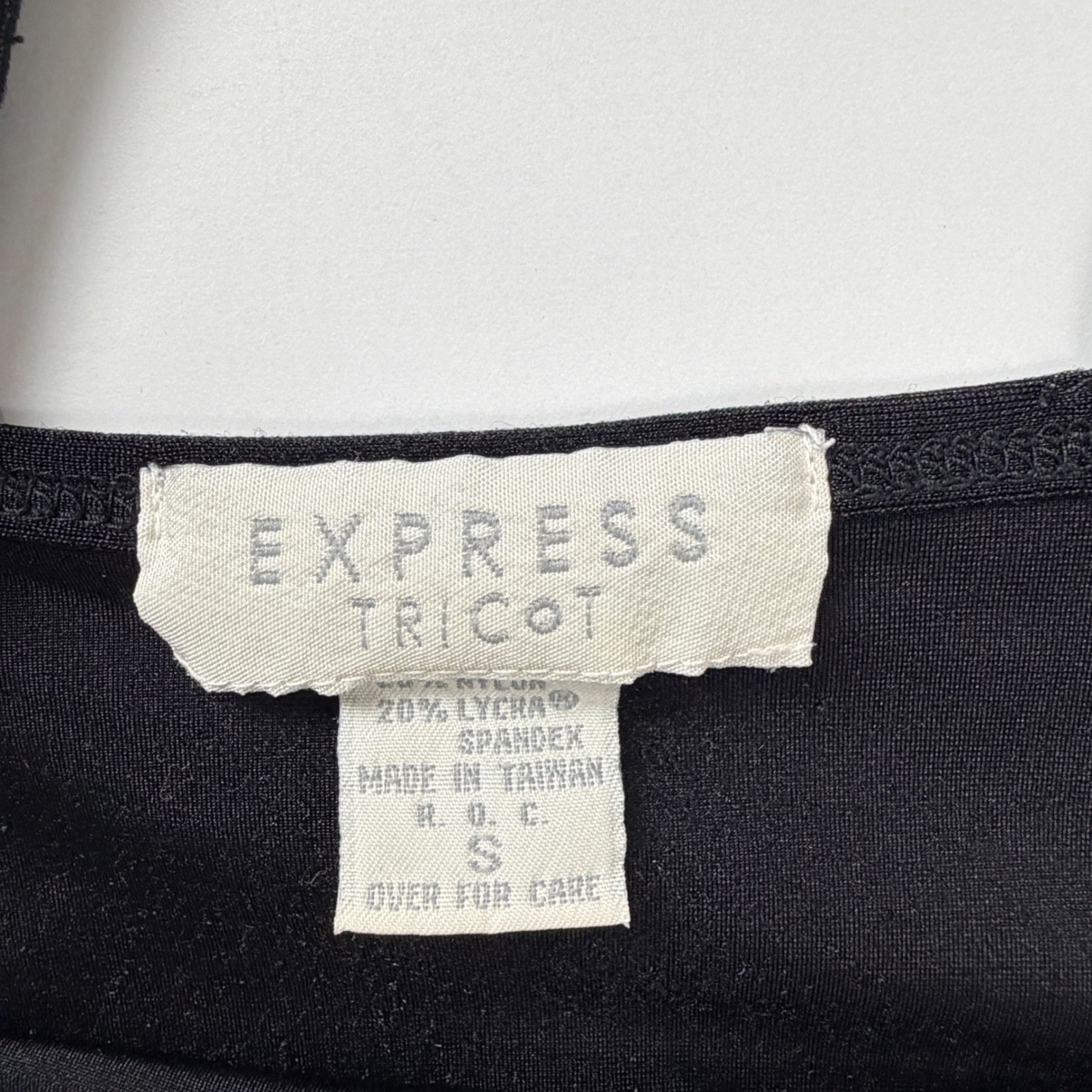 90’s Vintage Express Tricot Tank Top Women Black Crossover Strap Size S