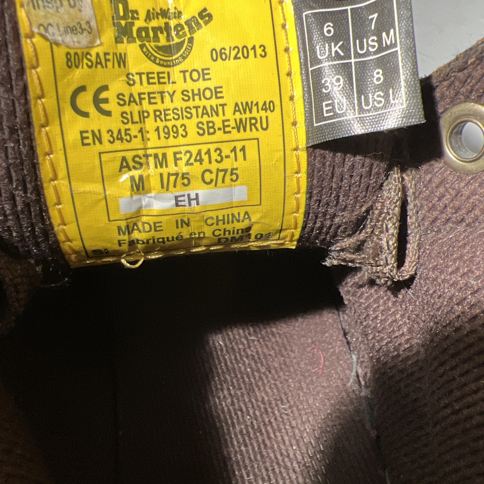 Dr. Martens Industrial Steel Toe Work Boots Brown Men’s US 7 UK 6 EU 39