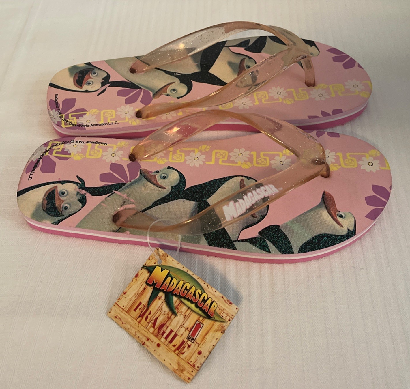Madagascar Flip Flop Sandals Womens Size 7/8 Dreamworks 2006 New with tag
