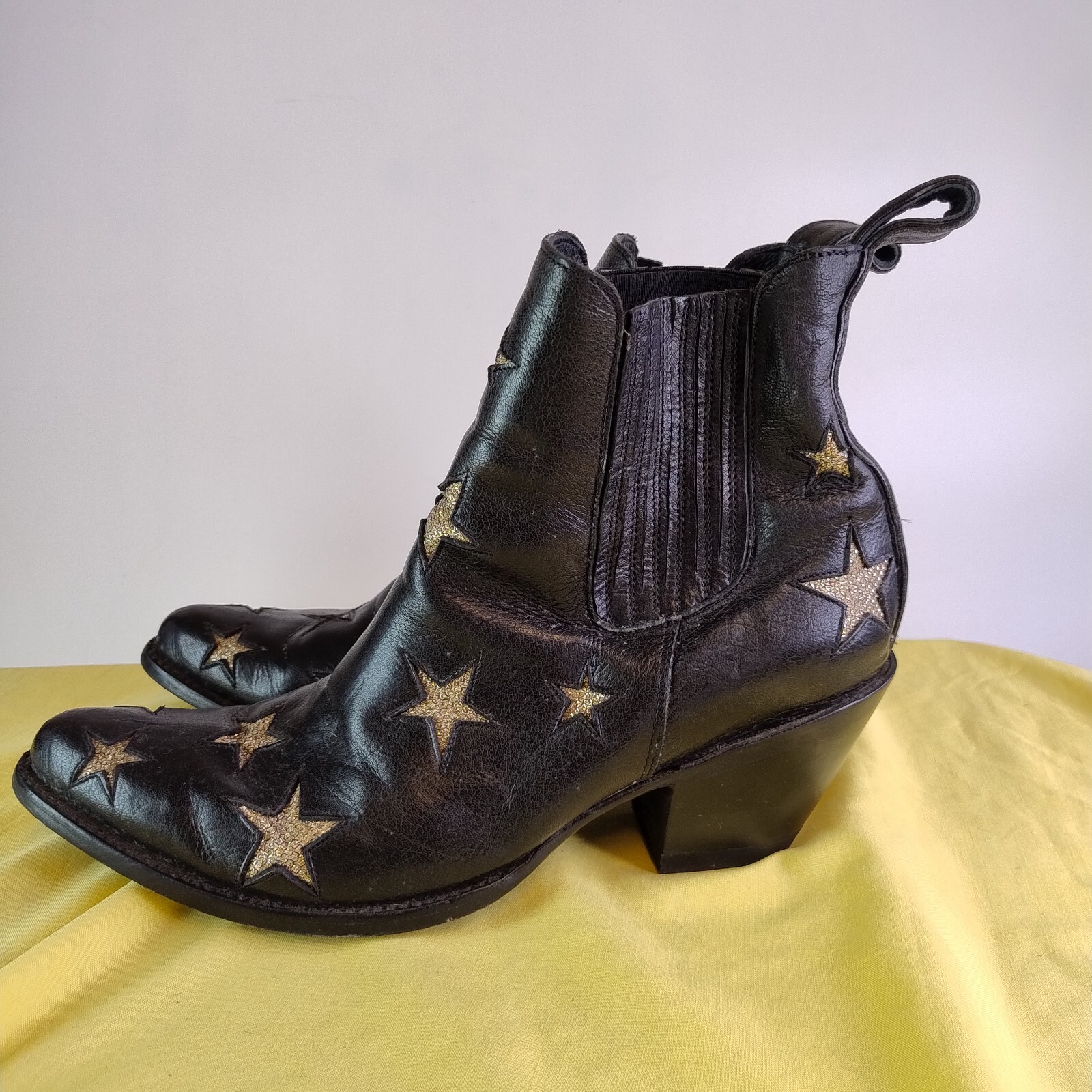 Official Mexicana Chelsea Boots Heeled Black Gold Stars SIZE 43