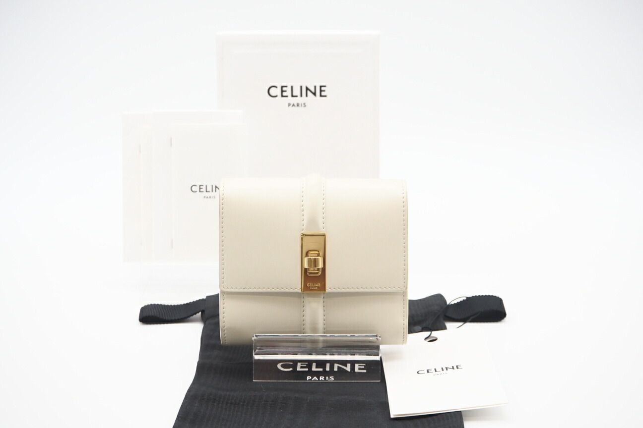 Returns accepted within 3 days CELINE Satin Calfskin Small Tri Fold Wallet 10F52