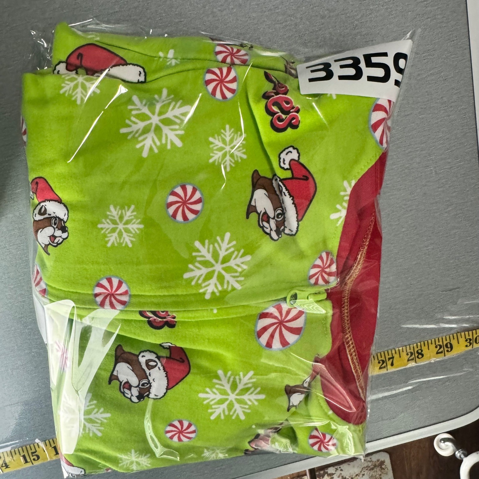 Buc-ee’s Christmas Union Suit Mens Medium Green Santa Beaver Zip Pajamas Flap