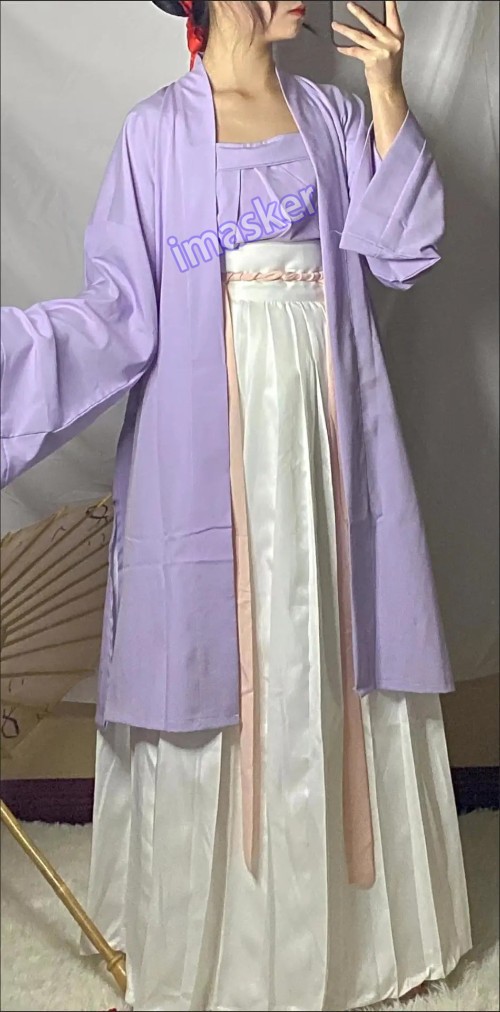 Chinese Hanfu Violets Dress Flowing Maxi Dress Chinese Women Embroidery3PCS Set