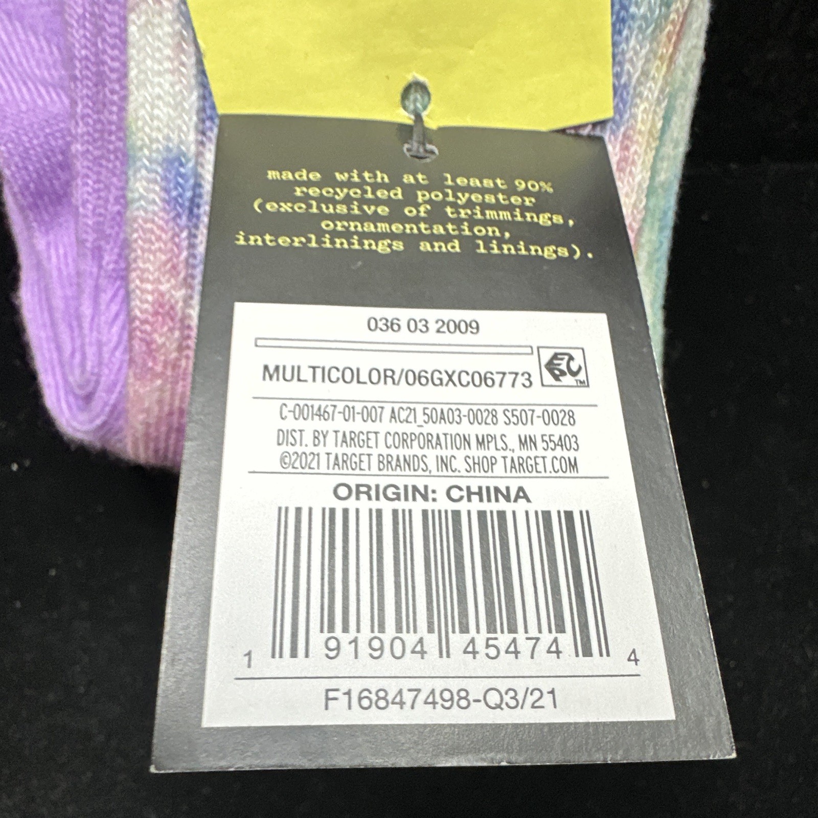art class Unisex Kids Crew Socks Tie-Dye Multicolor 3 Pairs Size S
